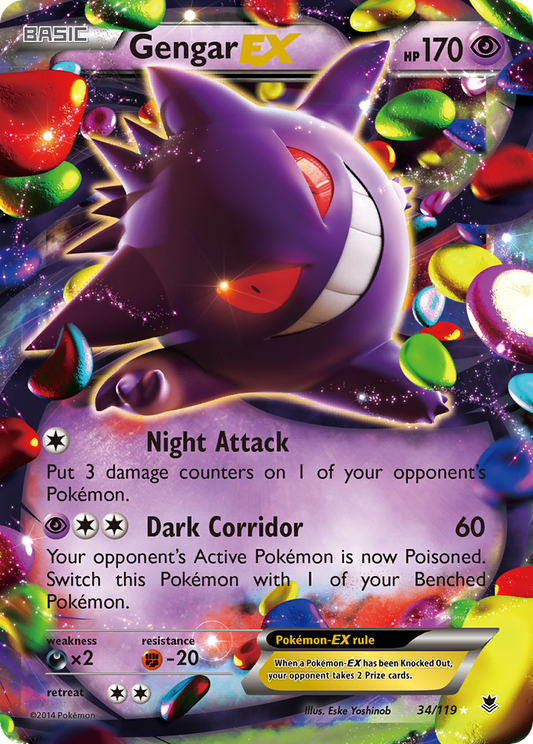 Gengar-EX 34/119 Rare Holo EX | Phantom Forces | Pokemon Card