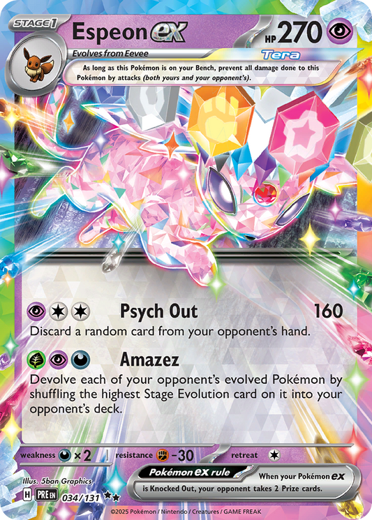 Espeon ex 34/131 Double Rare | Prismatic Evolutions | Pokemon Card