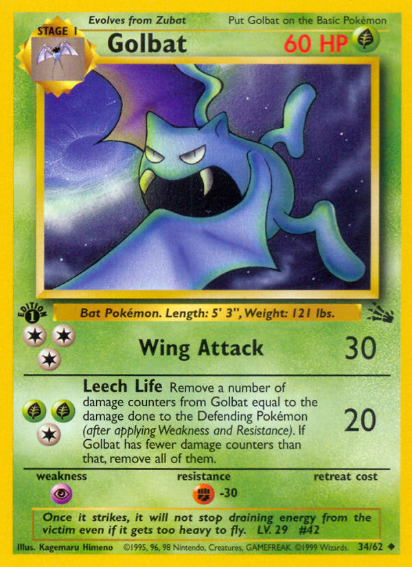 Golbat 34/62 Uncommon | Fossil | Pokemon Card
