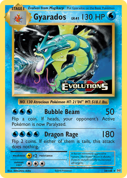 Gyarados 34/108 Rare Holo | Evolutions | Pokemon Card