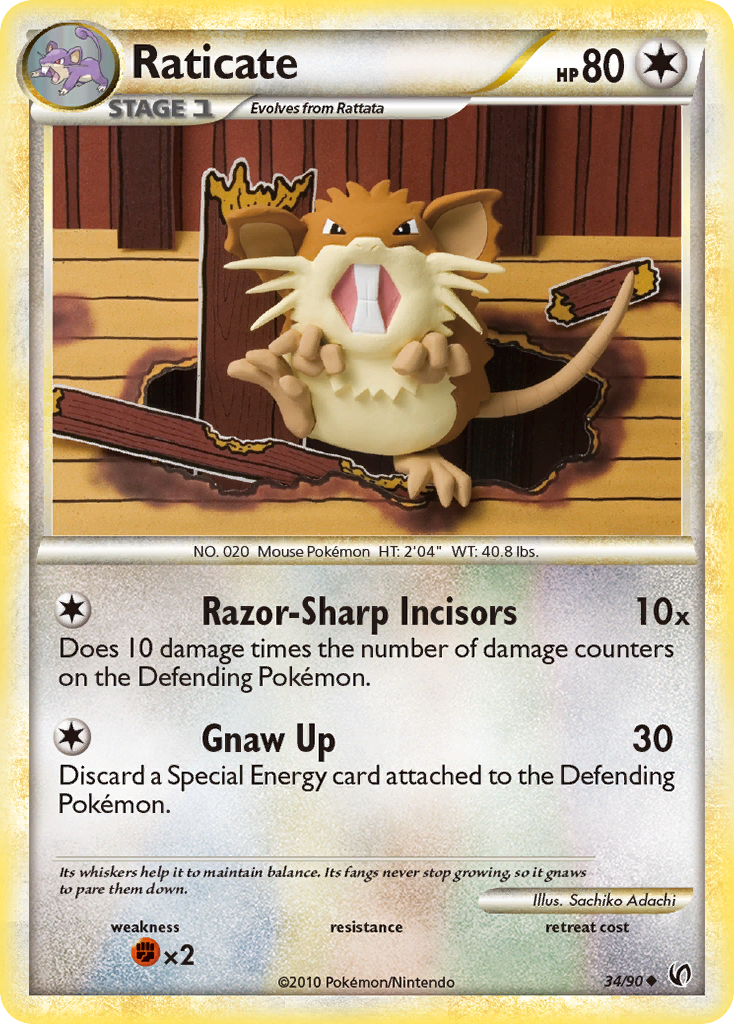Raticate 34/90 Uncommon | HS—Undaunted | Pokemon Card