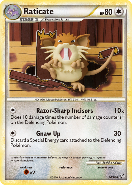 Raticate 34/90 Uncommon | HS—Undaunted | Pokemon Card