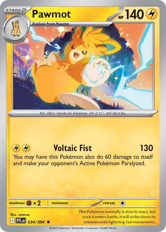 Pawmot 34/94 Rare Holo | Phantasmal Flames | Pokemon Card