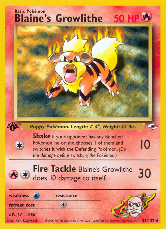 Blaine's Growlithe 35/132 Uncommon | Gym Heroes | Pokemon Card