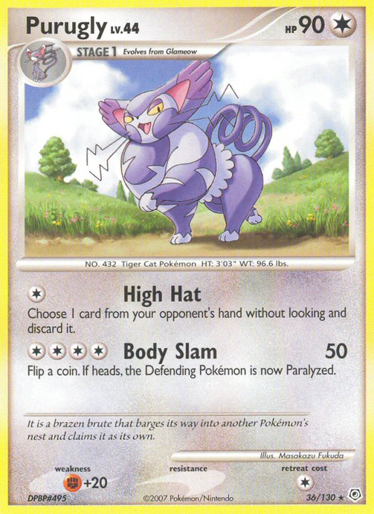 Purugly 36/130 Rare | Diamond & Pearl | Pokemon Card