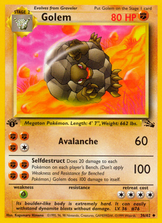 Golem 36/62 Uncommon | Fossil | Pokemon Card