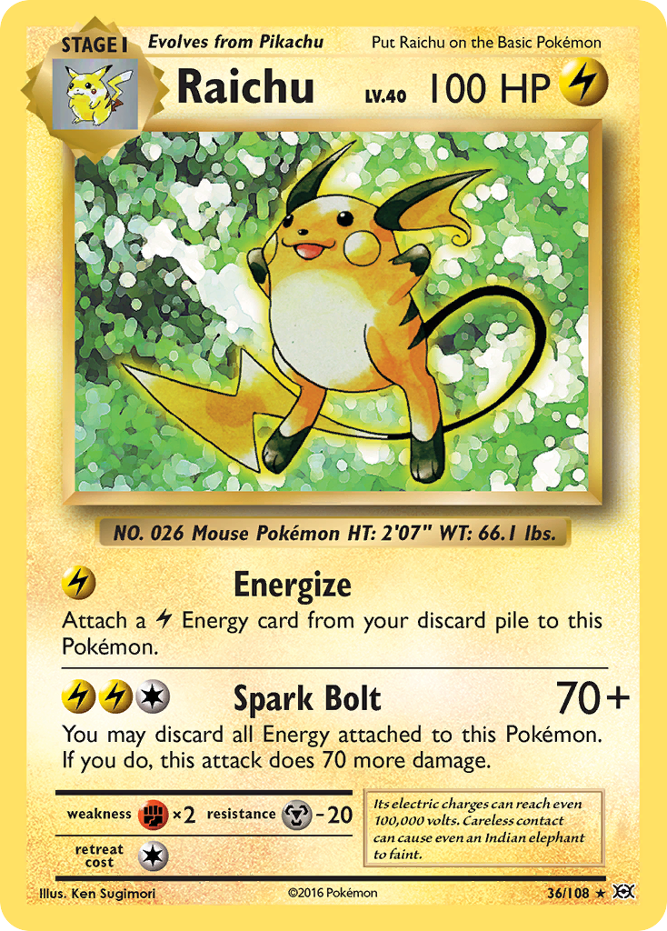 Raichu 36/108 Rare Holo | Evolutions | Pokemon Card