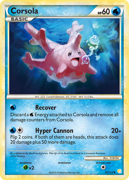 Corsola 37/123 Uncommon | HeartGold & SoulSilver | Pokemon Card