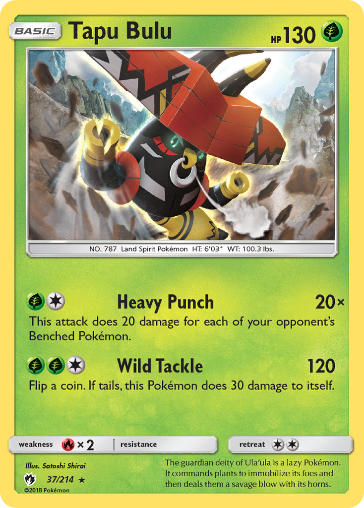 Tapu Bulu 37/214 Rare Holo | Lost Thunder | Pokemon Card