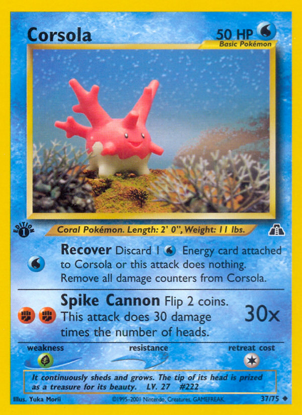 Corsola 37/75 Uncommon | Neo Discovery | Pokemon Card