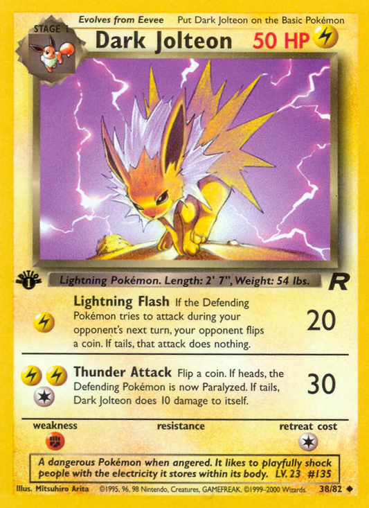 Dark Jolteon 38/82 Uncommon | Team Rocket | Pokemon Card