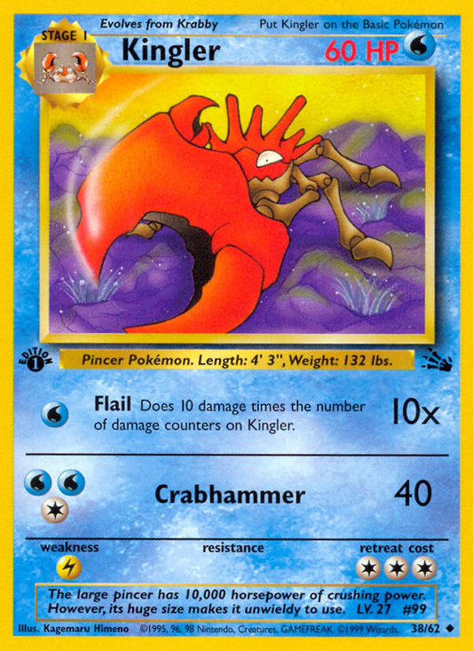 Kingler 38/62 Uncommon | Fossil | Pokemon Card