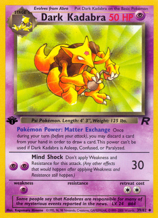 Dark Kadabra 39/82 Uncommon | Team Rocket | Pokemon Card