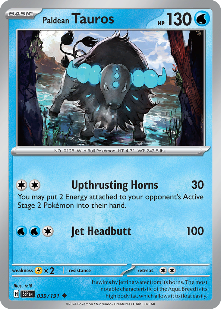 Paldean Tauros 39/191 Uncommon | Surging Sparks | Pokemon Card