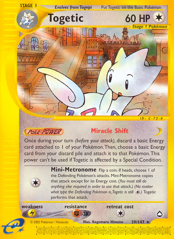 Togetic 39/147 Rare | Aquapolis | Pokemon Card