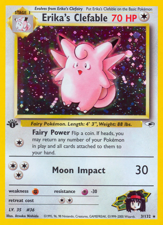 Erika's Clefable 3/132 Rare Holo | Gym Heroes | Pokemon Card