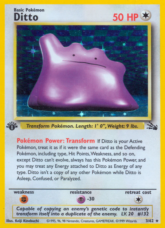 Ditto 3/62 Rare Holo | Fossil | Pokemon Card