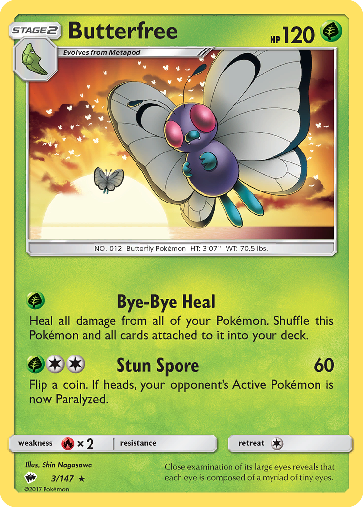 Butterfree 3/147 Rare | Burning Shadows | Pokemon Card