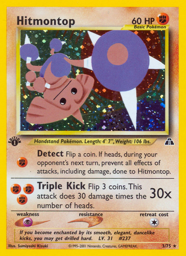 Hitmontop 3/75 Rare Holo | Neo Discovery | Pokemon Card