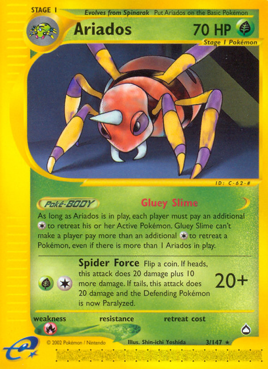 Ariados 3/147 Rare | Aquapolis | Pokemon Card