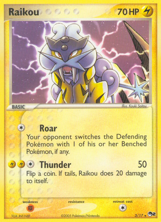 Raikou 3/17 Rare | POP Series 2 | Pokemon Card