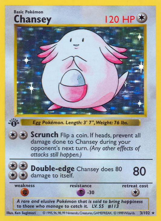 Chansey 3/102 Rare Holo | Base | Pokemon Card