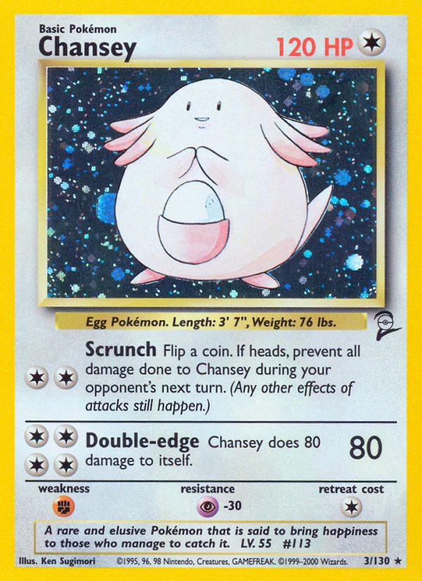 Chansey 3/130 Rare Holo | Base Set 2 | Pokemon Card