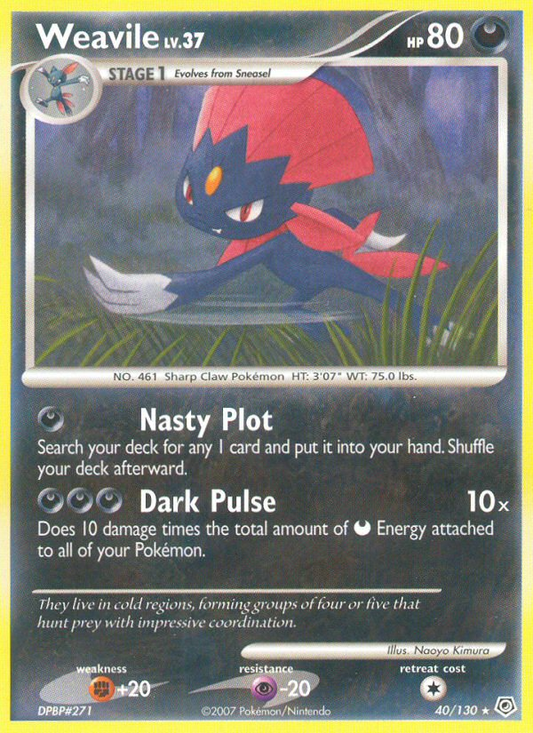 Weavile 40/130 Rare | Diamond & Pearl | Pokemon Card