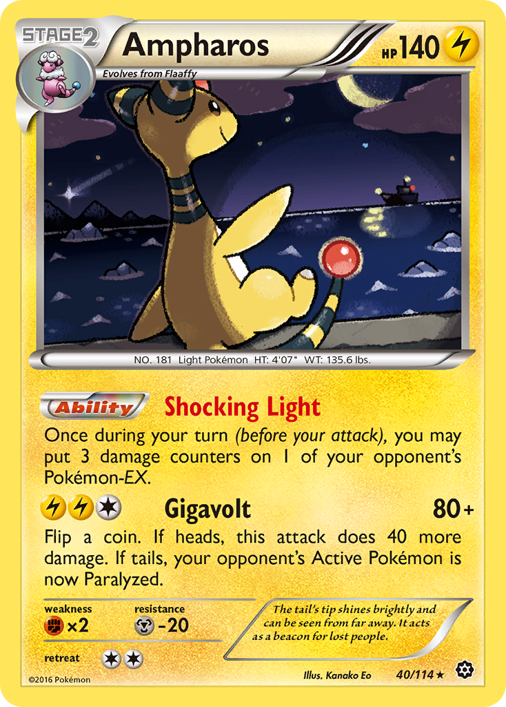 Ampharos 40/114 Rare Holo | Steam Siege | Pokemon Card