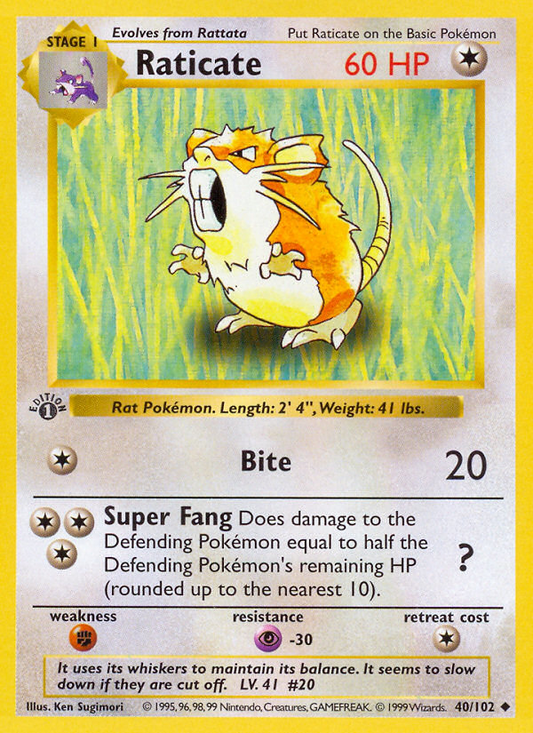 Raticate 40/102 Uncommon | Base | Pokemon Card