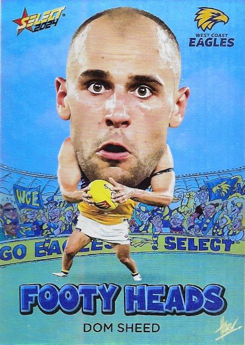 Dom Sheed #FH85 West Coast Eagles | Footy Heads 2024 Select AFL Footy Stars | Trading Card