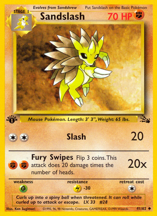 Sandslash 41/62 Uncommon | Fossil | Pokemon Card