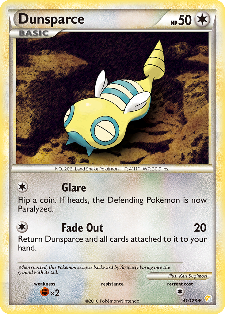 Dunsparce 41/123 Uncommon | HeartGold & SoulSilver | Pokemon Card