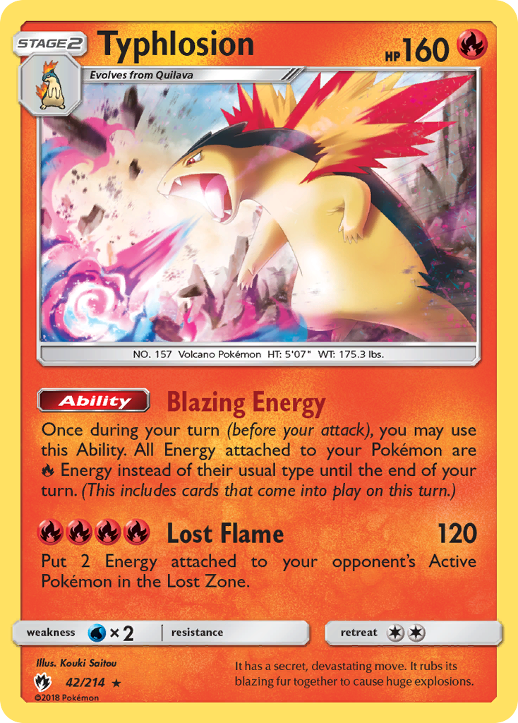Typhlosion 42/214 Rare Holo | Lost Thunder | Pokemon Card