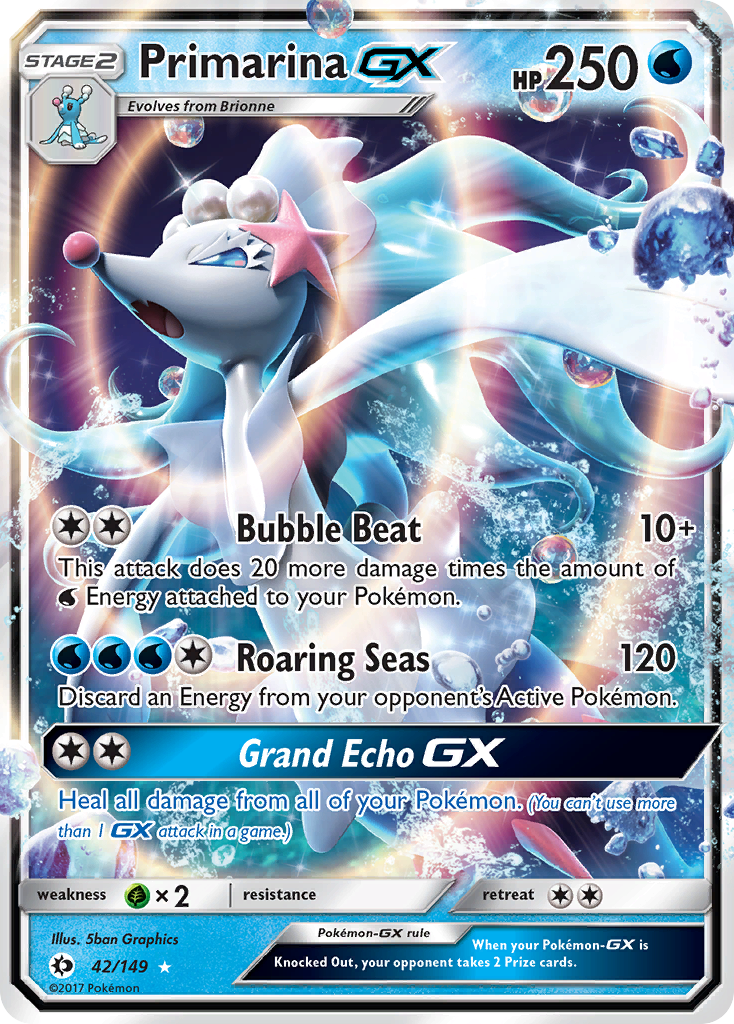 Primarina-GX 42/149 Rare Holo GX | Sun & Moon | Pokemon Card