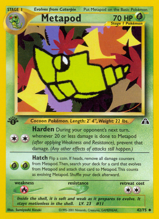 Metapod 42/75 Uncommon | Neo Discovery | Pokemon Card