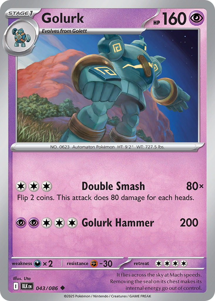 Golurk 43/86 Uncommon | Black Bolt | Pokemon Card