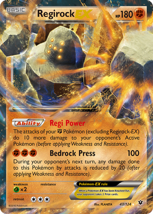 Regirock-EX 43/124 Rare Holo EX | Fates Collide | Pokemon Card