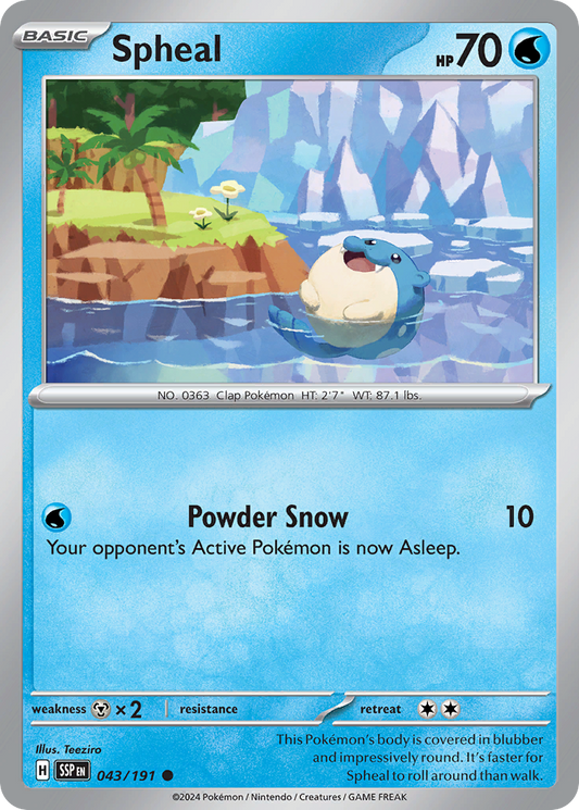 Spheal 43/191 Common | Surging Sparks | Pokemon Card