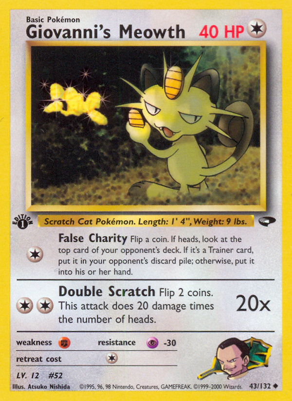 Giovanni's Meowth 43/132 Uncommon | Gym Challenge | Pokemon Card