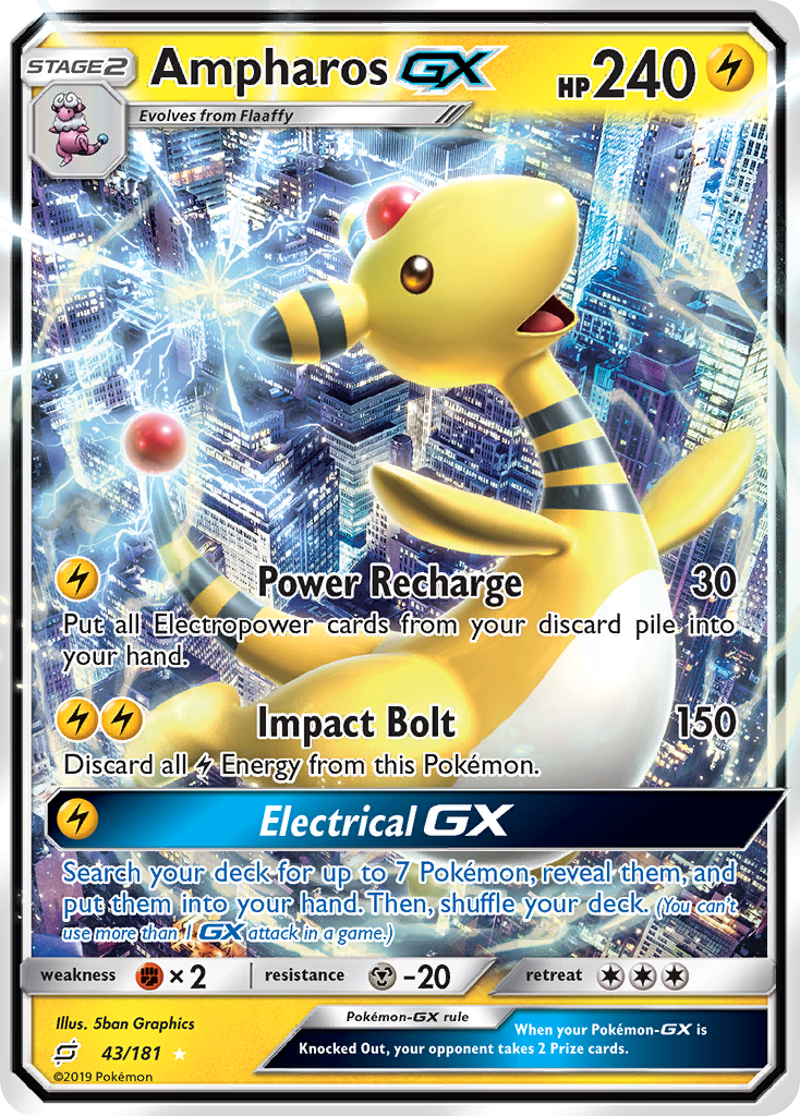 Ampharos-GX 43/181 Rare Holo GX | Team Up | Pokemon Card