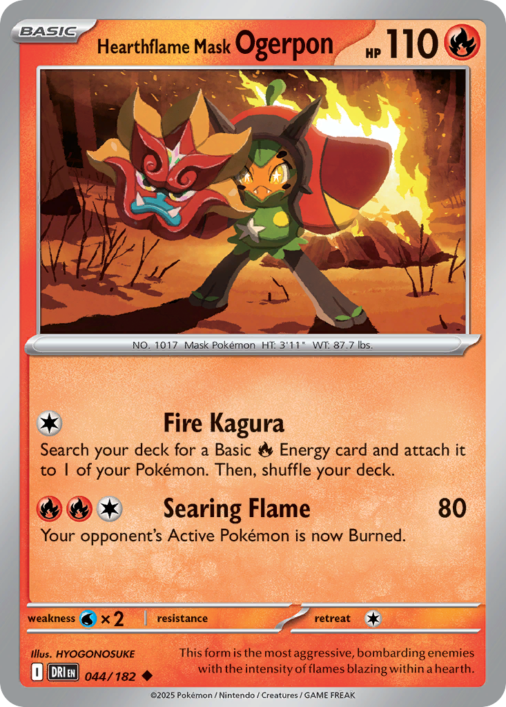 Hearthflame Mask Ogerpon 44/182 Uncommon | Destined Rivals | Pokemon Card