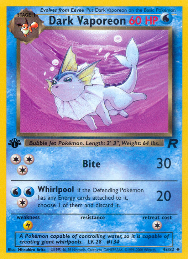 Dark Vaporeon 45/82 Uncommon | Team Rocket | Pokemon Card
