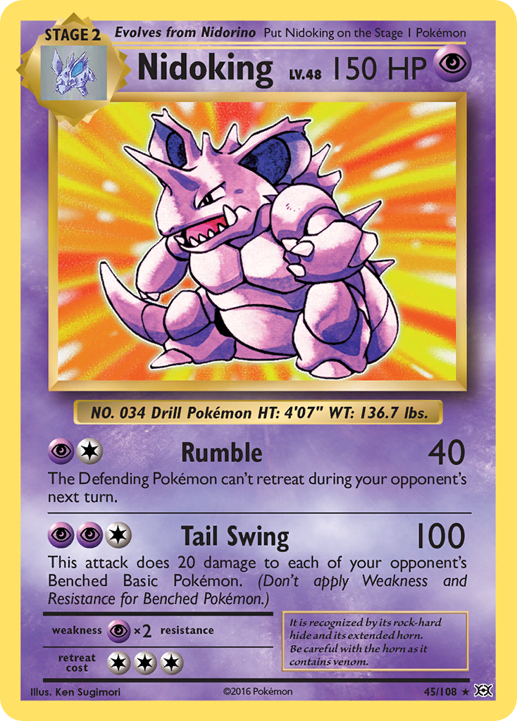 Nidoking 45/108 Rare Holo | Evolutions | Pokemon Card