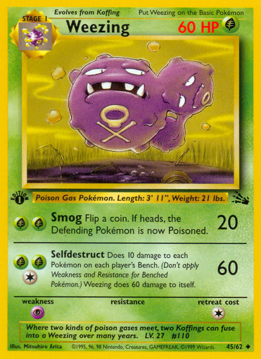 Weezing 45/62 Uncommon | Fossil | Pokemon Card