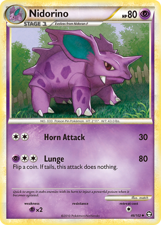 Nidorino 46/102 Uncommon | HS—Triumphant | Pokemon Card