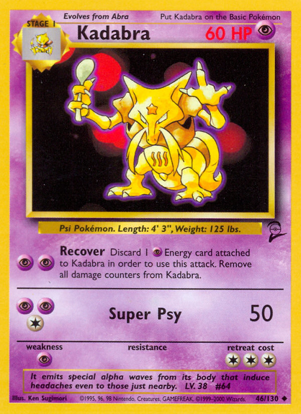 Kadabra 46/130 Uncommon | Base Set 2 | Pokemon Card