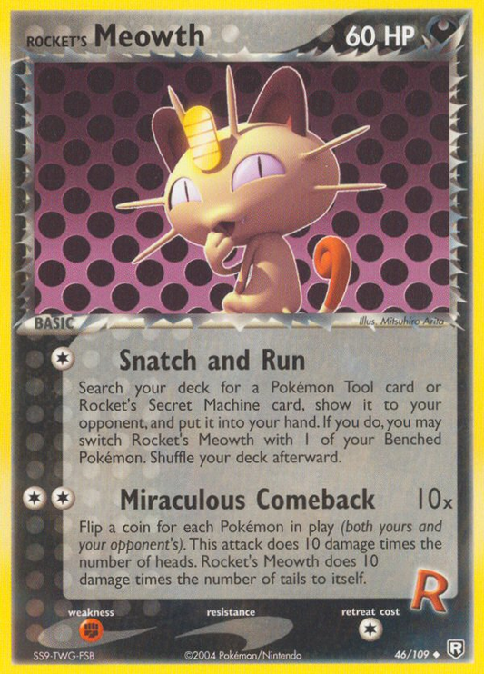 Rocket's Meowth 46/109 Uncommon | Team Rocket Returns | Pokemon Card