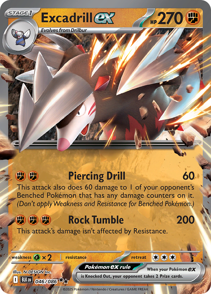 Excadrill ex 46/86 Double Rare Black Bolt Pokemon Card