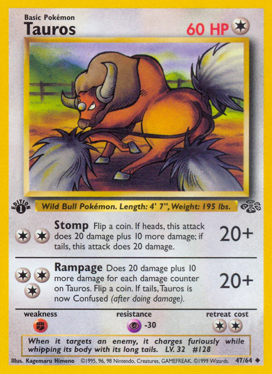 Tauros 47/64 Uncommon | Jungle | Pokemon Card